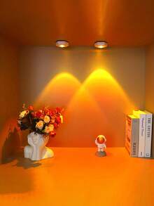 1pc Vibrant Color Changing LED Wall Light - White Hexagon Cat Eye Design, Rainbow & Sunset Projection, Dimmable, Battery Powered (3xAAA), Modern Standalone Kitchen, Bathroom Or Living Room Decor, Kitchen Lighting | Modern Wall Lamp | Plastic Structure, LED Illumination