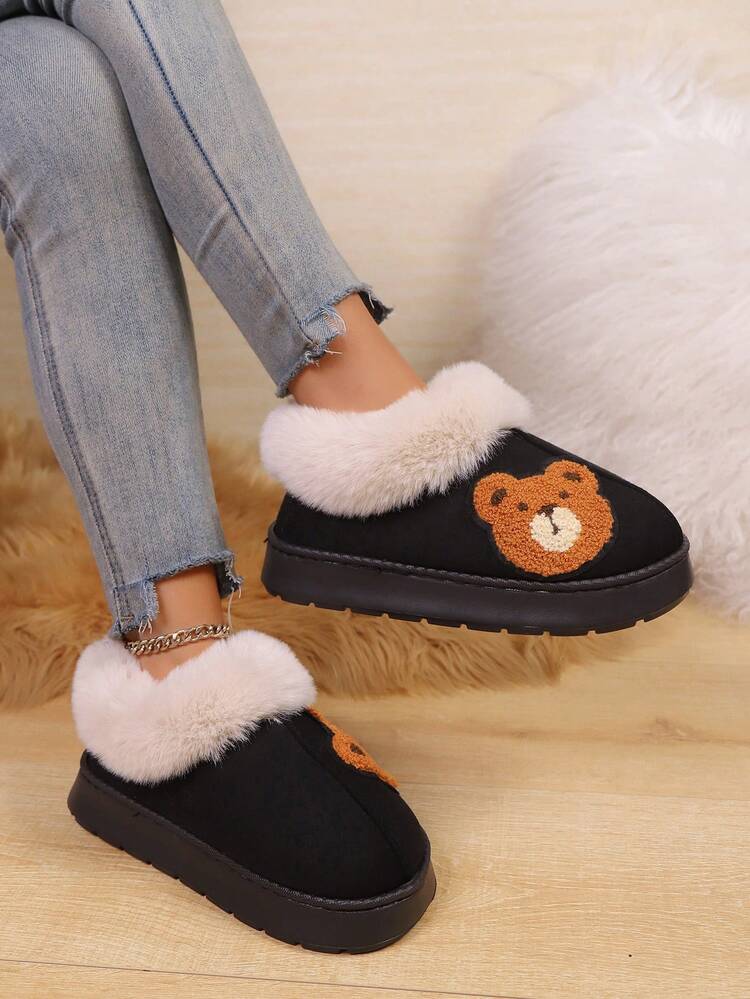 1. 时尚可爱的熊主题手提包、毛绒冬季包包和室内拖鞋。EVA防滑加厚鞋底保暖鞋，室内外皆宜。情侣室内拖鞋。女士黑色休闲鞋。 - 黑色 - 查看 10