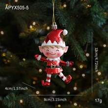 新款红白闪光塑料挂饰，卡通圣诞树挂饰，橱窗展示家居装饰，圣诞装饰，房间装饰，冬季圣诞装饰，家居圣诞礼物，圣诞装饰品 - 彩色 - 查看 7