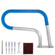 Barandilla para piscina 30x22 Barandilla para piscina Acero inoxidable 304 Capacidad de carga de 250 libras Barandilla para piscina plateada a prueba de herrumbre Barandilla para piscina humanizada con cubierta de agarre azul y broca M8 y tornillos autorroscantes - Plateado - Ver 8