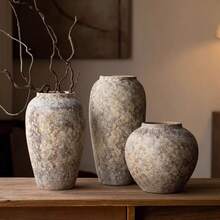 Jarrón de cerámica con diseño floral | Jarrón rústico de granja de cerámica | Jarrón de estilo bohemio para decoración del hogar | Adecuado para mesa, sala de estar, baño, estantería, decoración de chimenea, decoración de habitación, jarrón de flores, jarrón de vidrio