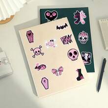 50pcs Dark Aesthetic Goth Inspired Creative File Folder Calendar Wall Decor Stickers - Multicolor - View 9