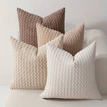 4 Soft Velvet Modern Double-Sided Design Sofa Pillowcases, Office Chair Backrest Pillowcases, Bedside Cushion Covers, And Machine-Washable Sofa And Bed Decorative Cushion Covers - Camel Four-piece Suit - View 2