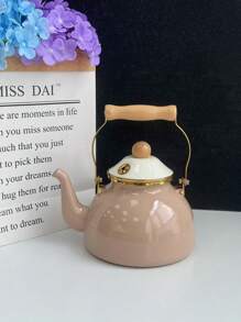 1pc Nordic Style Whistle Enamel Wood Handle Kettle, Multifunctional All-Season Durable High-Temperature Resistance Tea Pot, Coffee Pot, Cold Water Pot, Milk Tea Pot, Unbreakable Oil Pot, Highly Attractive Special Fireside Tea Pot, Fresh Home Desktop Decor, Special Drinkware For Birthday, Holiday Gathering, Outdoor Camping, Picnicking Portable Water Bottle - Whistling Kettle - View 17