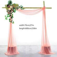 1pc 27*236 Inch Coral Pink Sheer Backdrop Curtain, Suitable For Wedding Arch, Ceremony, Reception, Party, Event, Garden, Outdoor Decoration
