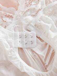 2 件套女士蕾丝性感内衣套装，适合睡衣和外出休闲服 - 白色 - 查看 7