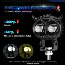 Faros de coche de búho, faros de motocicleta, focos LED de doble color amarillo y blanco, luces antiniebla para asistencia de conducción, UTV de coche, - versión prémium - Ver 3