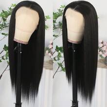 Purple Color Lace Front Wigs Pre Plucked Hairline Long Straight Wigs For Fashion Women Girls Party Daily Wear Glueless Dark Purple Lace Front Synthetic Wigs 13x4 Free Part Heat Resistant Fiber Hair 28 Inch 180% Density - 黑色 - 查看 6