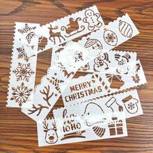 8pcs Reusable Plastic Christmas Border Stencil Set, Includes Snowman, Gingerbread And Holiday Patterns, Suitable For Painting, Scrapbooking And Crafts
