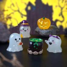 6pcs/12pcs Halloween Glow-In-The-Dark Wizard, Ghost Miniature Landscape Gardening Accessories, Creative Glow-In-The-Dark Car Decor