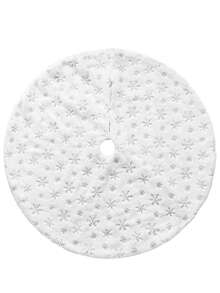 1pc Christmas Home Decor Christmas Tree Skirt, Sequin Snowflake White Faux Fur Snowflake Tree Skirt, Soft Cozy Christmas Decoration Pure White Plush Tree Skirt, Versatile Christmas Tree Skirt Accessory