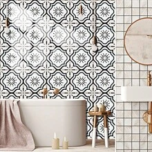 OUTANA 10片装极简主义PVC防水自粘哑光墙纸，防水、防潮、防油，可作墙面装饰贴纸（装饰贴纸，非瓷砖），适用于客厅、厨房、卧室、浴室、厨房地面、防溅板、办公室和家具装饰，防水乙烯基地板，房间墙面涂料，家居装饰瓷砖，艺术墙，客厅墙面装饰 - 彩色 - 查看 7