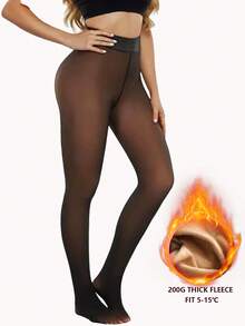 1条秋冬季保暖内衬连裤袜，女士时尚百搭不透明连裤袜，黑色透明咖啡色连裤袜，适合万圣节、圣诞节、派对、日常穿着，秋冬季新款时尚单品，适合5-15°C，舒适保暖 - 咖啡棕 - 查看 5
