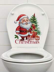 1 قطعة ملصق ديكوري لخزان المرحاض بشكل سانتا كلوز - ملصق حمام لاصق ذاتيًا - ديكور عيد الميلاد، مناسب لخزانات المراحيض والأبواب والنوافذ - سهل التطبيق والإزالة دون بقايا - ضروري للمنزل والمكتب والحفلات - لوازم ديكور عيد الميلاد، ديكورات حمام عيد الميلاد، مواضيع فرحة، ملصق قابل للإزالة، ديكور المنزل - مصنوع من البولي فينيل كلوريد ديكور عيد الميلاد ملصقات ديكور عيد الميلاد ملصقات الحائط ديكور الحائط - متعدد الألوان - مشاهدة 2