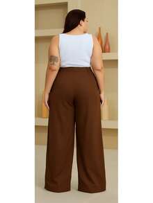Plus Size, Elegant, Comfortable, Shaping Pants - Rust Brown - View 2