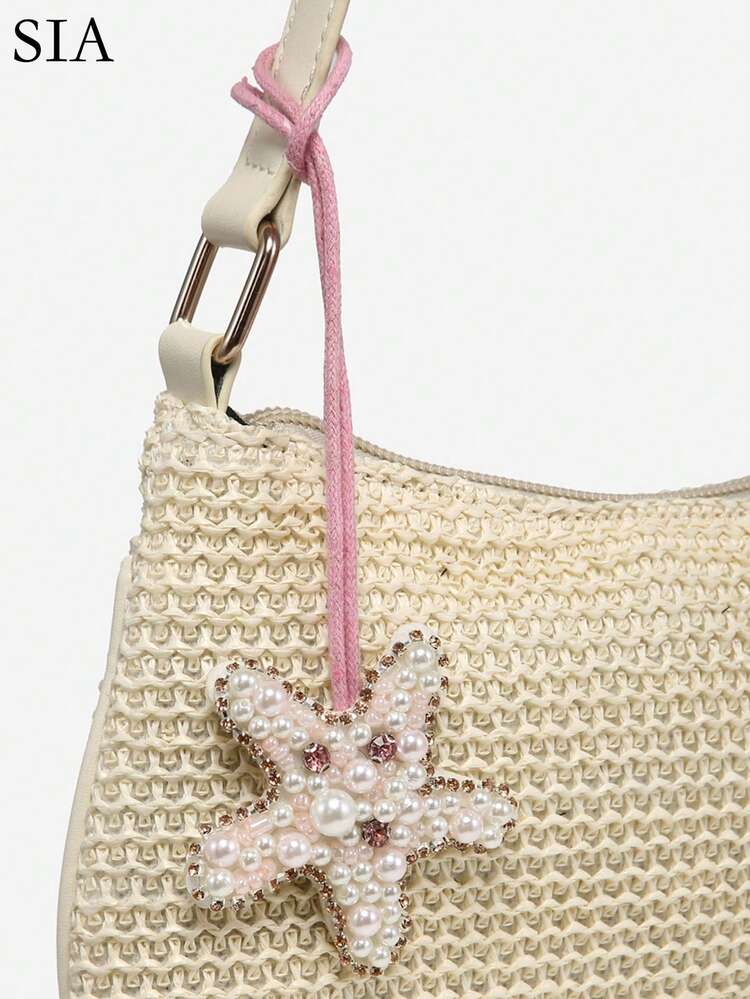 1 件女士复古度假海洋生物与水果手工串珠吊坠斜挎包，适合约会、郊游、度假、珠子、镶嵌珠子、手工指甲珠 - 彩色 - 查看 1