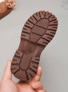 切尔西靴经典圆头仿皮踝靴侧拉链防滑鞋底秋冬女童男童儿童 - 棕色 - 查看 7