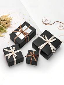 4pcs/1pc Black Lid Gift Box, Suitable For Groomsmen, Bridesmaids, Christmas, Wedding, Graduation Ceremony, Festivals, Birthday Gifts, Cardboard Craft Small Gift Box - Groomsman Proposal Box, Suitable For Wedding Gifts, Christmas, Graduation Ceremony, Festivals And Birthday Gifts.