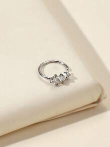 Women's Cubic Zirconia Nose Ring, Copper Alloy Rhinestone Round Soft Cartilage Ear Nose Piercing Body Jewelry