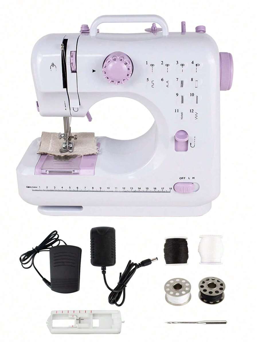 Portable Household Sewing Machine, With 12 Built-In Stitches & Foot Pedal For Sewing Beginners & Amateurs - 查看 1
