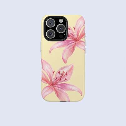 Cream-Colored Phone Case With Tiger Lily Pattern, Cute Summer Phone Case Suitable For IPhone 17 Air, 16 Pro Max, 15, 14 Plus, 13, 12 Pro, 11