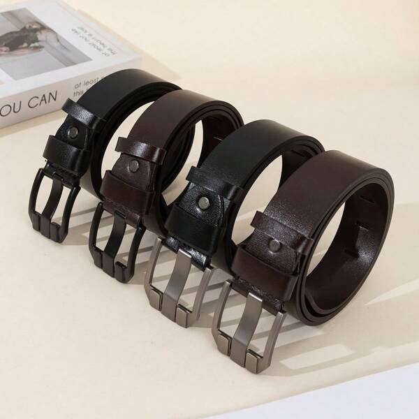 1pc Men's Manual Buckle Belt, Solid Color Casual PU Leather Metal Buckle Belt, Enhances Confidence And Aura, Suitable For Business Casual, Business, Boyfriend, Husband, Father's Gift, Suitable For Daily Wear, Fashion, Teenagers, Outdoor, Vacation, Sports, Travel, Street, Clothing Matching