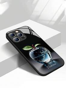 1个可定制姓名的高清玻璃手机壳，苹果图案，时尚、多彩、趣味、简约，配套手机壳，可爱定制，个性化，独特，理想的定制礼物，手机及配件，季节精选，时尚个性化手机壳，送给男朋友、女朋友、家人、朋友、祖父母、情侣，周年纪念日、生日礼物，国际版，非国内版 - 彩色 - 查看 6