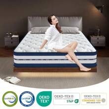 Materasso 140x200 cm, Spessore 24 cm, Materasso a Molle insacchettate, Memory Foam, 7 Zone, Traspirante, Certificato Oeko-Tex, Ergonomico, Supporto Perfetto, Anallergico