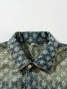 男士复古街头风美式长袖牛仔夹克，小众，秋季款 - 中等水洗藍 - 查看 6