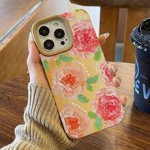 Un teléfono con un diseño de flores con pintura al óleo, que ofrece lentes altas, compatible con modelos que incluyen 16 Plus, 15 Pro, X, 11, 14, XS, 13 y 12. Es cuero sintético suave, resistente a los rayos A y con todo incluido. - Colores mixtos 1 - Ver 4