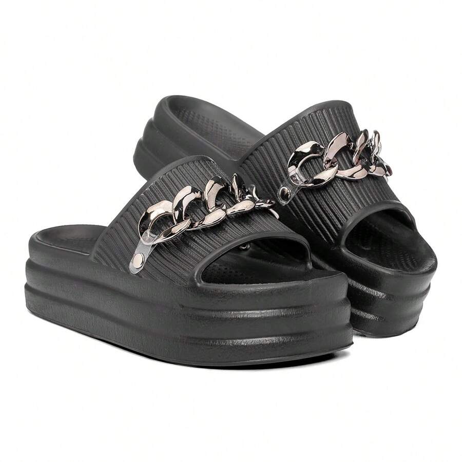 Women's Lightweight Platform Flip Flops 100% EVA Women's Platform Sandals Flat Sandals Women's Sandals - màu đen - Xem 1