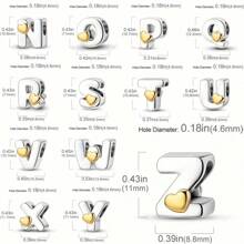 925 Silver Plated Heart Shaped Letter A-Z Pendant Charm, Smooth Letter Necklace A-Z Provides Multiple Choices. Ideal For DIY Bracelet And Necklace. Gold Heart Initial Letter Bead Pendant, Great Jewelry Gift For Women.