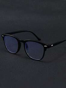 1/2pcs Unisex Square Gold & Black Rivet Transparent Eyeglasses Accessories - Fashionable Full Frame Glasses - Multicolor - View 7