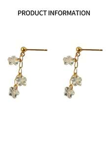 1pc S925 Sterling Silver Super Shiny Cubic Zirconia Snowflake Tassel Earrings, Versatile & Practical, Petite & Minimalist Design, Ideal Gift For Mother, Girlfriend, And Sister