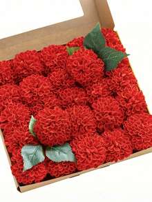 7Pcs/Set Simulation Dahlia, Realistic Cream Foam Fake Rose, Red Dahlia Foam Simulation Flowers With Stems For Home Decoration, Graduation Party Decoration, Outdoor Party Favors, Wedding Favors, Table Centerpieces, DIY Wedding Bouquet, Bridal Shower, Flower Arrangement, Party Table Decorations