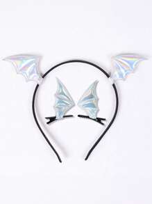 3 件万圣节蝙蝠发夹蝙蝠翅膀头带卡通蝙蝠耳朵头带发饰角色扮演服装黑色非常适合万圣节和圣诞节派对装饰