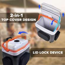 ADVWIN 32 Qt (30L) Electric Car Cooler & Warmer With Pockets, Ice Pack Divider, Removable Lid, Locking Handle, Wheels, Thermoelectric Fridge For Travel Camping Vehicles Truck Home, 12V DC & 120V AC - US A Type Plug(110-127V) - View 3