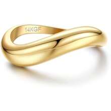 Milacolato 14K Gold Plated Rings For Women Non Tarnish, Chunky Gold Ring That Don't Tarnish Twisted Wave Bands Thumb Statement Stackable Eternity Ring Size 5-10 - 彩色 - 查看 13