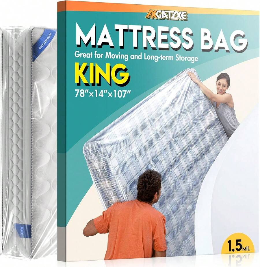 Plastic Mattress Bag For Moving Storage, Waterproof Mattress Cover, Mattress Protector For Moving Supplies - King Size (1.5MIL) - 1,5 triệu - Xem 1