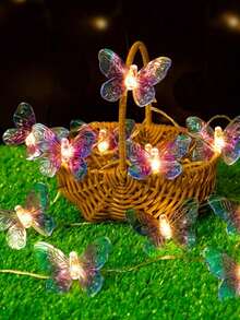 迷人的蝴蝶仙女灯 - 电池供电，变色灯串，适合室内外装饰，非常适合圣诞节、派对、婚礼和万圣节 - 开关控制，不含电池 - 多色 - 查看 5