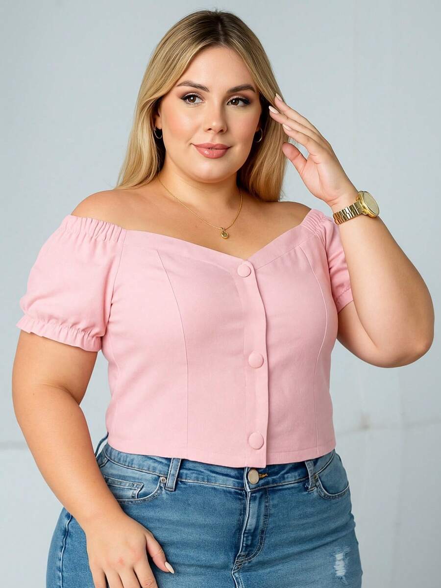 Plus Size Blouses - Rusty Rose - View 1