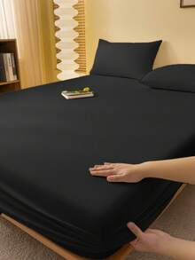 1 pieza Sábana ajustable, Ropa de cama, Protector de colchón, Textil para el hogar acogedor, Cubrecama, Amigable con la piel, Sábanas, Protector de colchón transpirable y antipelusas, Suave y amigable con la piel, Para cama individual, cama twin, cama full, cama queen y cama king, Para todas las estaciones, Ropa de cama decorativa elegante y encantadora para dormitorio o residencia, Lavable a máquina, Blanco, Rosa, Negro, Azul marino, Beige, Gris, Azul, Verde, Decoración de otoño, Decoración de habitación, Vuelta al colegio, Útiles escolares