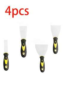 WORKPRO Wallpaper Scrapers 4-Piece, Stainless Steel Paint Scraper, Wall Scraper Set With Soft Handle, For Drywall Finishing, Plaster Scraping, Wallpaper, 38/76/100/150mm