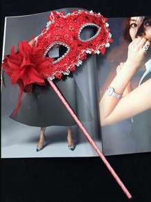 1 件女士多色威尼斯羽毛化妆舞会面罩手持道具，适合节日、派对、联欢会、表演万圣节万圣节配饰 - 彩色 - 查看 18
