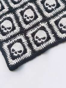 1 peça de acessório de cabelo de crochê em teia de aranha gótica - tiaras de renda preta com laço de fita, cachecol triangular, lenço de cabeça e chapéu. Cachecol triangular, lenço de cabeça e chapéu, perfeito para Halloween e moda gótica, decoração de cabelo de Halloween | Design de caveira | Textura - Multicolorido - Ver 7