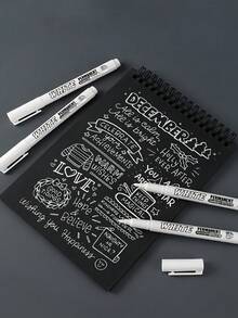 5pcs/Set Non-Erasable White Chalk - Suitable For Blackboard, Window, Glass, Bar, Poster And Other White Marking, Waterproof Fine Tip Oil Paint And Graffiti Marker Set, Essential For Back To School Season - Multicolor - View 10