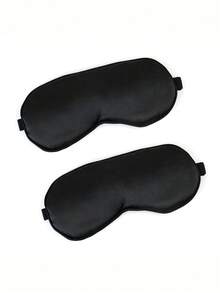 1pc Luxury Double-Sided Silk Sleep Mask - Soft Pink, Portable Light Blocking And Elastic Band, Perfect For Travel, Napping And Relaxation, Sleep Eye Mask Back School BLACK BLACK - 黑色 - 查看 7