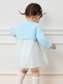 Balabala 2pcs/Set Girls Princess Dress, Sweet Bohemian Style Fashion Outfit, Autumn - Light Blue - View 4