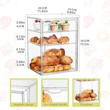 Clear Bread Box Pastry Display Case For Kitchen Countertop Adjustable Bakery Bread Storage Container With Magnetic Door 25 * 29 * 39cm - 如圖 - 查看 4