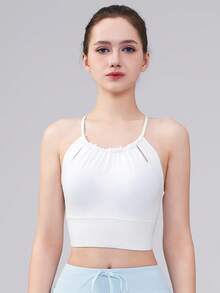 Women's Minimalist Solid Color Hollow Neck Sports Bra